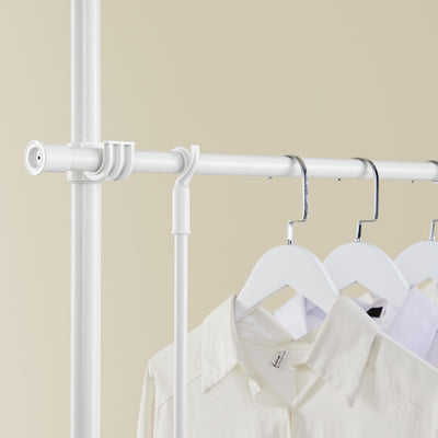 SoBuy KLS04-II-W Suport telescopic pentru haine, rezistent - Dulap deschis reglabil cu bare și rafturi, Cuier pentru dormitor/dressing, Alb