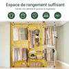 SoBuy KLS04 Suport telescopic pentru haine, rezistent - Dulap deschis reglabil cu bare și rafturi, Cuier pentru dormitor/dressing, Alb