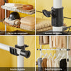 SoBuy KLS04 Suport telescopic pentru haine, rezistent - Dulap deschis reglabil cu bare și rafturi, Cuier pentru dormitor/dressing, Alb