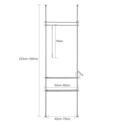 SoBuy KLS07-HG Télescopique Porte-vêtements Système de Penderie Blanc