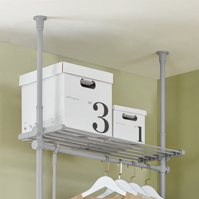 SoBuy KLS07-HG Télescopique Porte-vêtements Système de Penderie Blanc