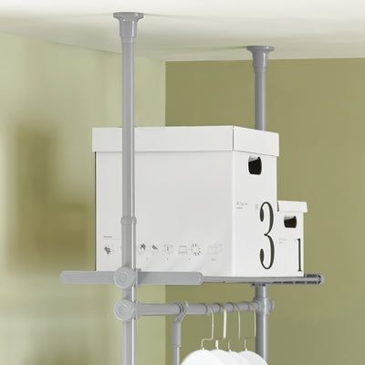 SoBuy KLS07-HG Télescopique Porte-vêtements Système de Penderie Blanc