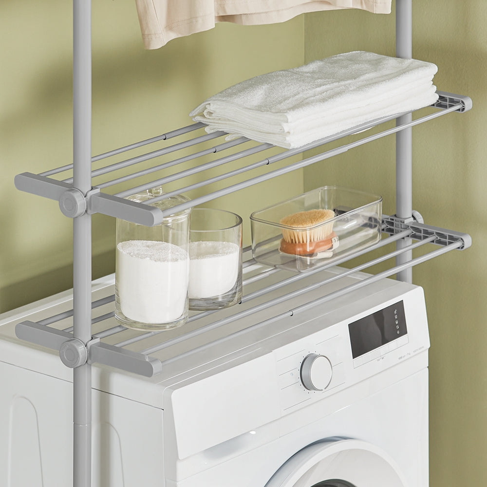 SoBuy KLS07-HG Télescopique Porte-vêtements Système de Penderie Blanc