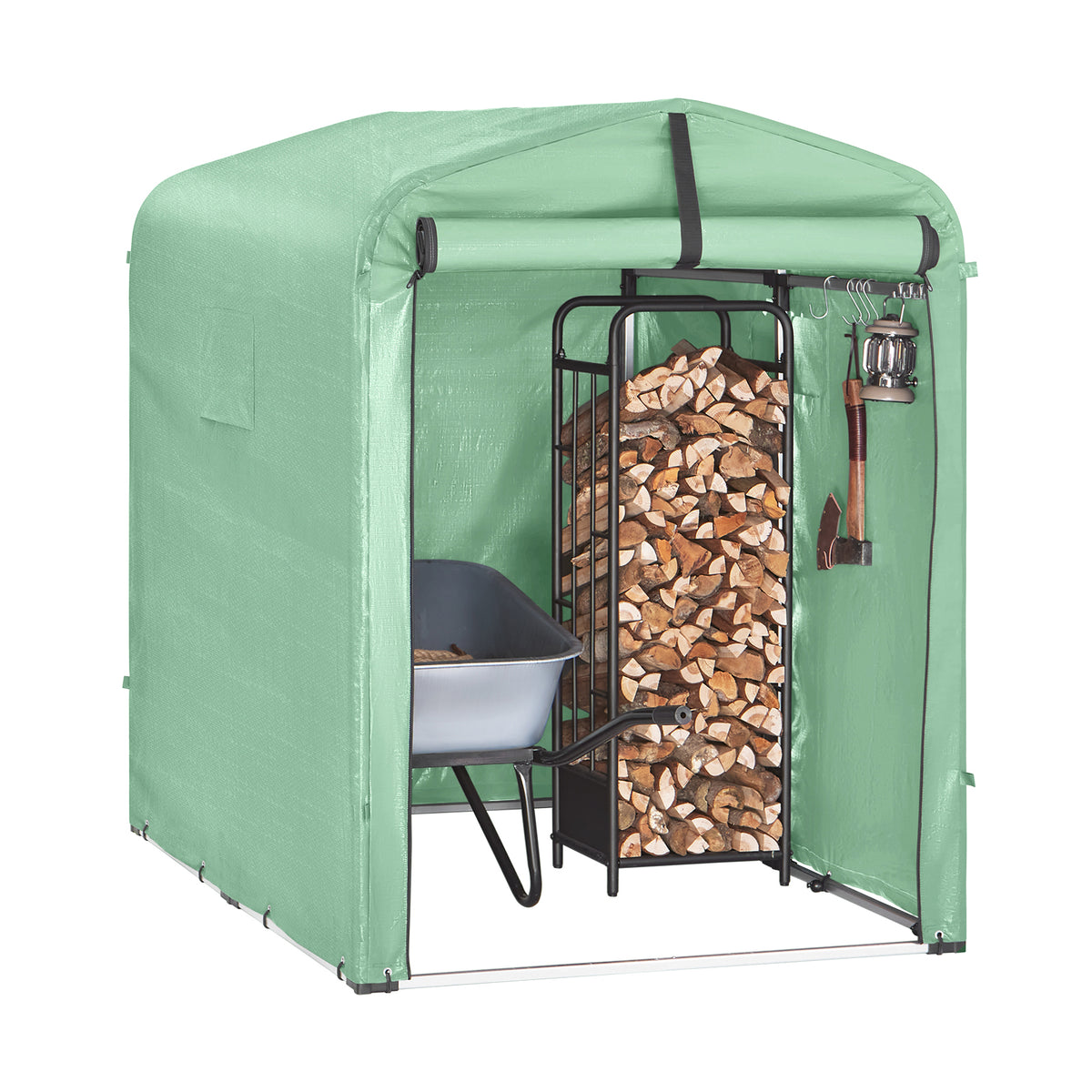 SoBuy KLS11-GR Abri de Jardin, Cabane de Jardin Exterieur Imperméable, abri Moto avec des Crochets, Garage pour Vélo et Outil