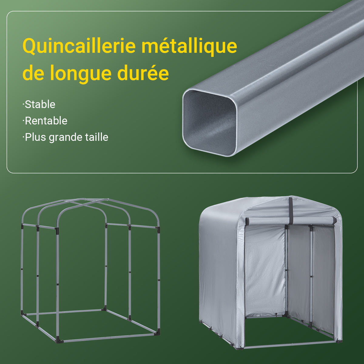 SoBuy KLS11-K Șopron de grădină, șopron de exterior, impermeabil, magazie pentru motociclete cu cârlige, garaj pentru biciclete și unelte, magazie pentru biciclete, depozitare și depozitare, argintiu, 120 x 176 x 163 cm