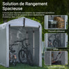 SoBuy KLS11-K Șopron de grădină, șopron de exterior, impermeabil, magazie pentru motociclete cu cârlige, garaj pentru biciclete și unelte, magazie pentru biciclete, depozitare și depozitare, argintiu, 120 x 176 x 163 cm