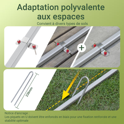 SoBuy KLS11-L-DG Adăpost de grădină, Cabană de grădină exterioară impermeabilă, adăpost pentru motociclete cu cârlige, Garaj pentru biciclete și unelte, Adăpost pentru biciclete, Depozitare și Stocare, Gri, 159x219x165 cm