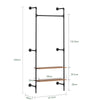 SoBuy KLS20-SCH, Raft pentru haine montat pe perete cu 2 rafturi MDF, Suport pentru haine cu economie de spațiu Capacitate 45 kg, Dulap pentru dormitor și intrare, 91,5x48x220cm, Negru industrial