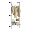 SoBuy KLS20-SCH, Raft pentru haine montat pe perete cu 2 rafturi MDF, Suport pentru haine cu economie de spațiu Capacitate 45 kg, Dulap pentru dormitor și intrare, 91,5x48x220cm, Negru industrial