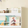 SoBuy KMB08-II-W Bibliotecă Montessori pentru copii, montată pe perete, Raft pentru cărți pentru copii cu 4 niveluri, Mobilier de depozitare pentru copii, cu economie de spațiu, Alb 80×12×118 cm