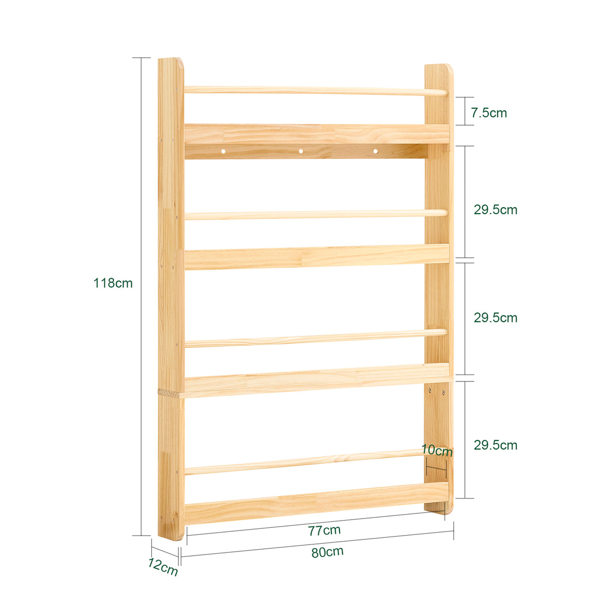 SoBuy KMB08-N Bibliothèque Enfant 4 Niveaux avec Anti-Basculement – L80 × P12 × H118 cm, Pin naturel