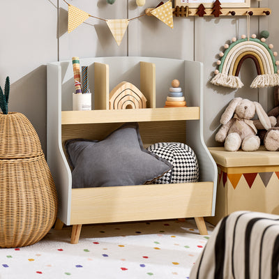 SoBuy KMB105-HG Bibliothèque Enfant Étagère de Rangement Jouets pour Enfants Étagère à Livres pour Garçon, Fille
