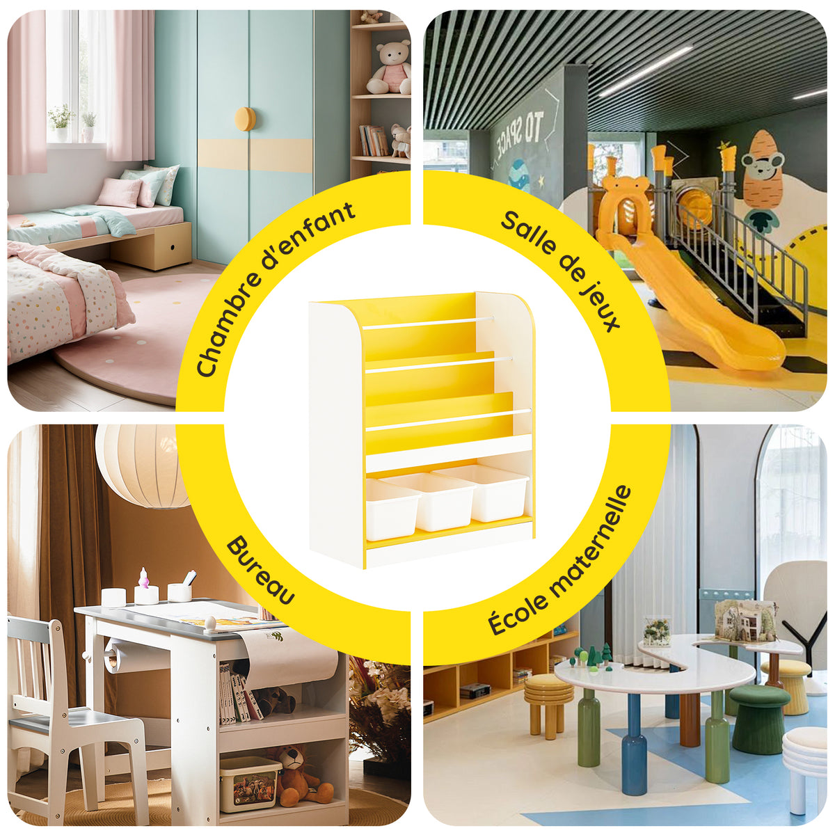 SoBuy KMB108-G Bibliotecă și Suport pentru Jucării, Bibliotecă pentru Copii, Raft de Depozitare pentru Camera Copilului