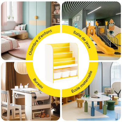 SoBuy KMB108-G Bibliotecă și Suport pentru Jucării, Bibliotecă pentru Copii, Raft de Depozitare pentru Camera Copilului