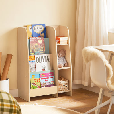 SoBuy KMB114-GR Bibliothèque Enfant avec 4 Étagères et 3 Compartiments, pour Chambre d’Enfant, Rangement Optimisé, Design Fonctionnel – L63×P30×H90 cm, Vert