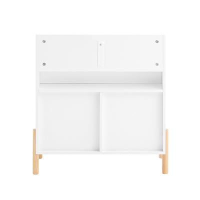 SoBuy KMB115-W Bibliotecă pentru copii cu 4 rafturi și 2 cutii de depozitare