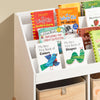 SoBuy KMB115-W Bibliotecă pentru copii cu 4 rafturi și 2 cutii de depozitare