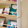 SoBuy KMB121-WN, Bibliotecă Montessori pentru copii Suport cărți pentru copii cu 4 rafturi Bibliotecă verticală Suport jucărie pentru dormitor fete alb și natural 60x15x130,5 cm