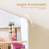 SoBuy KMB121-WN, Bibliotecă Montessori pentru copii Suport cărți pentru copii cu 4 rafturi Bibliotecă verticală Suport jucărie pentru dormitor fete alb și natural 60x15x130,5 cm