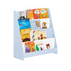 SoBuy KMB32-B Bibliotecă pentru copii, organizator jucării, bibliotecă pentru cărți, 4 niveluri, raft pentru cărți, mobilier de depozitare pentru cameră de copil, birou, living, albastru deschis, 80x30x88 cm