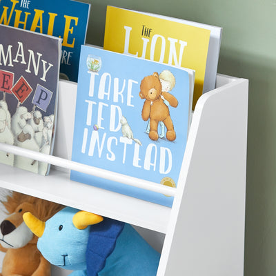 SoBuy KMB34-F Bibliothèque Étagère à Livres Étagère de Rangement Jouets pour Enfants Porte-revues avec Compartiments de Rangement et 3 Paniers 63x28x80 cm