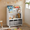 SoBuy KMB34-W Bibliotecă Raft pentru Cărți Raft de Depozitare Jucării pentru Copii Suport pentru Reviste cu Compartimente de Depozitare și 3 Coșuri 63x28x80 cm