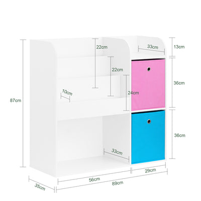 SoBuy KMB37-F Étagère de Rangement pour Livres et Jouets Étagère à Livres Meuble de Rangement Multifonctionnel avec 2 Paniers