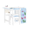 SoBuy KMB60-B Set masă și scaun pentru copii Set de 2 piese cu autocolante DIY Birou pentru copii cu 3 suporturi pentru creioane Albastru și Alb