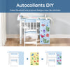 SoBuy KMB60-B Set masă și scaun pentru copii Set de 2 piese cu autocolante DIY Birou pentru copii cu 3 suporturi pentru creioane Albastru și Alb