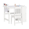 SoBuy KMB60-W Masă pentru Copii cu Scaun Set 2 Piese Masă și Scaun pentru Copii Birou cu 2 Rafturi Suport Hârtie și Compartimente pentru Pixuri Alb 80x54x65