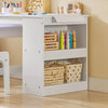 SoBuy KMB60-W Masă pentru Copii cu Scaun Set 2 Piese Masă și Scaun pentru Copii Birou cu 2 Rafturi Suport Hârtie și Compartimente pentru Pixuri Alb 80x54x65