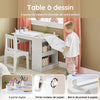 SoBuy KMB60-W Masă pentru Copii cu Scaun Set 2 Piese Masă și Scaun pentru Copii Birou cu 2 Rafturi Suport Hârtie și Compartimente pentru Pixuri Alb 80x54x65