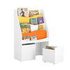 SoBuy KMB65-W Bibliotecă pentru Copii, Raft pentru Cărți, Raft pentru Jucării, Suport pentru Reviste cu 4 Nivele și 2 Cutii de Depozitare