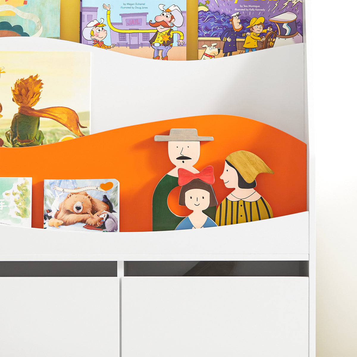 SoBuy KMB65-W Bibliothèque Enfant Étagère à Livres Étagère à Jouets Porte-revues à 4 Niveaux avec 2 Boîtes de Rangement