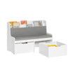SoBuy KMB66-W Ladă de depozitare pentru copii, Bancă de depozitare pentru copii cu bibliotecă, 2 sertare pe roți și pernă de șezut, 100 x 45 x 70 cm, Alb