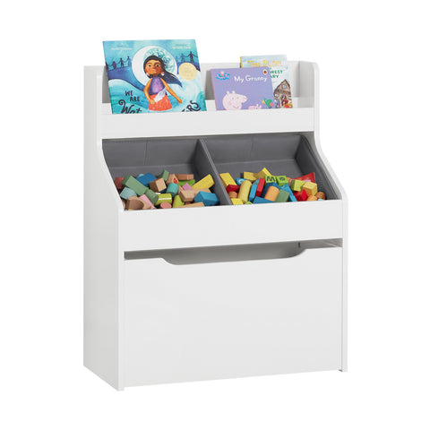 SoBuy Rafturi de bibliotecă pentru copii pentru jucării cu 2 cutii în mobilier mobil pentru dormitor alb 63x32x80cm KMB71-W