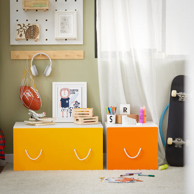 SoBuy KMB73-W Coffre à Jouets pour Enfant à Roulettes, Boîte de Rangement, Bac de Rangement avec 1 Tiroir