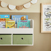 SoBuy Raftul de perete pentru copii pentru copii cu două cutii de jucărie 60x20x36 cm alb KMB81-W