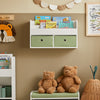 SoBuy Raftul de perete pentru copii pentru copii cu două cutii de jucărie 60x20x36 cm alb KMB81-W
