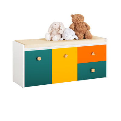 SoBuy KMB82-W Banc de Rangement pour Livres et Jouets pour Enfant, Coffre à Jouets Enfant avec 2 Coffres à Roulettes et 2 Tir