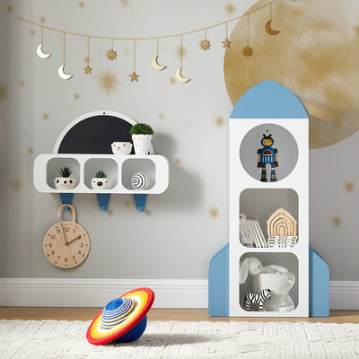 SoBuy KMB87-W Étagère Enfant, Étagère à Livres, Bibliothèque Enfant, Étagère de Rangement pour Livres et Jouets