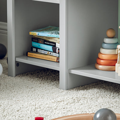 SoBuy KMB89-HG Bibliothèque pour Enfant, Banc Étagère de Rangement pour Jouets et Livres, Étagère à Livres pour Garçon Fille, 5 Compartiments