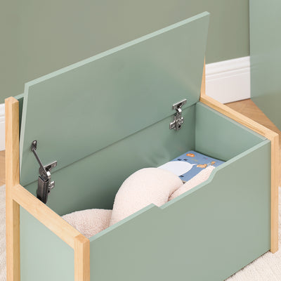 SoBuy KMB94-GR Banc Coffre à Jouet pour Enfants, Coffre de Rangement 2 en 1, Banc de Rangement avec Dossier pour Enfant