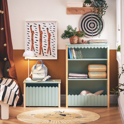 SoBuy KMB97-GR Bibliothèque Enfant Étagère de Rangement Jouets pour Enfants Étagère à Livres, 3 Compartiments Ouverts