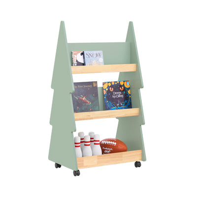 SoBuy KMB99-H-GR Bibliothèque Enfant à roulettes Étagère à Livres Enfant Étagère pour Chambre d'enfant avec 5 étagères et 4 r