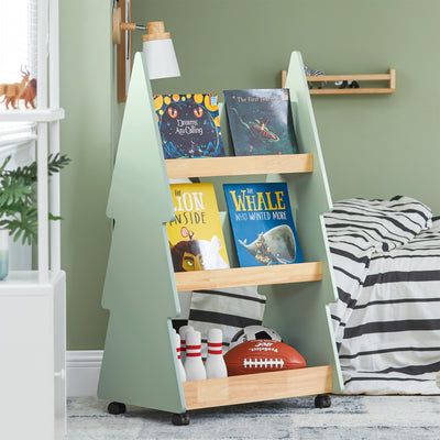 SoBuy KMB99-H-GR Bibliothèque Enfant à roulettes Étagère à Livres Enfant Étagère pour Chambre d'enfant avec 5 étagères et 4 roulettes