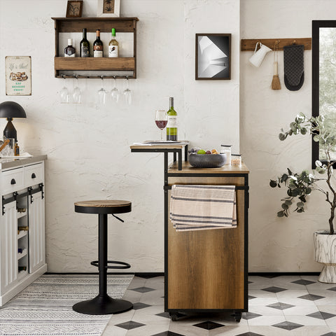 SoBuy Cărucior de bucătărie, credință, peninsula de bucătărie cu roți în stil vintage maro, KNL02-PF