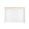 SoBuy KNL05-W Insulă Bucătărie 120cm – Raft 9 Sticle, 2 Coșuri Rattan, Blat Lemn Hevea, 2 Sertare – Alb