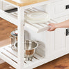 SoBuy KNL06-WN Placard ilot Central de Cuisine avec Plan de Travail Extensible en Bois d'hévéa, 2 Portes, 2 Tiroirs