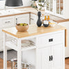 SoBuy KNL06-WN Placard ilot Central de Cuisine avec Plan de Travail Extensible en Bois d'hévéa, 2 Portes, 2 Tiroirs